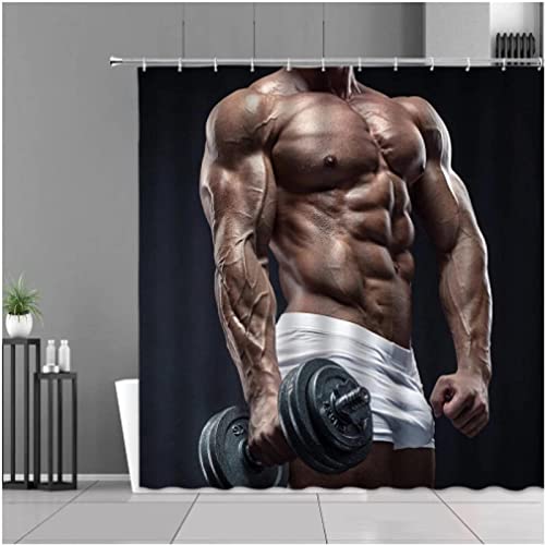 SEYUMI Duschvorhang 180x180 Muskulöser Mann Duschvorhang Fitness Sexy Badezimmer Vorhang Antischimmel Wasserdicht 3D Effekt Duschvorhänge für Badewannen Textil Polyester Stoff mit Haken SEYUMI Duschvorhang 180x180 Muskulöser Mann Duschvorhang Fitness Sexy Badezimmer Vorhang Antischimmel Wasserdicht 3D Effekt Duschvorhänge für Badewannen Textil Polyester Stoff mit Haken von SEYUMI