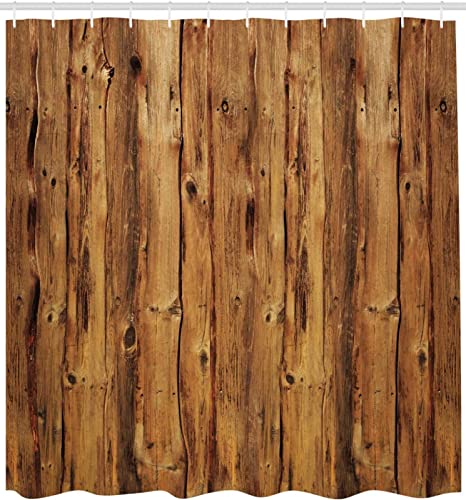 SEYUMI Duschvorhang 240x200 Retro Duschvorhang Holztafel Badezimmer Vorhang Antischimmel Wasserdicht 3D Effekt Duschvorhänge Textil Polyester Stoff für Badewannen mit Haken von SEYUMI