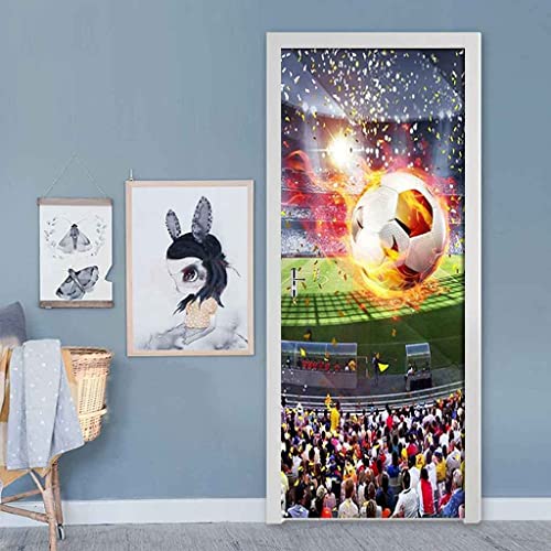 Türtapete Selbstklebend Türfolie Türposter 3D Fußball Basketball Rugby Selbstklebender Türaufklebervinyl Folie Türdeko Tapete Wandbild Türaufkleber Schlafzimmer Haus Dekoration Wohnzimmer Küche 80 X von SEYUMI