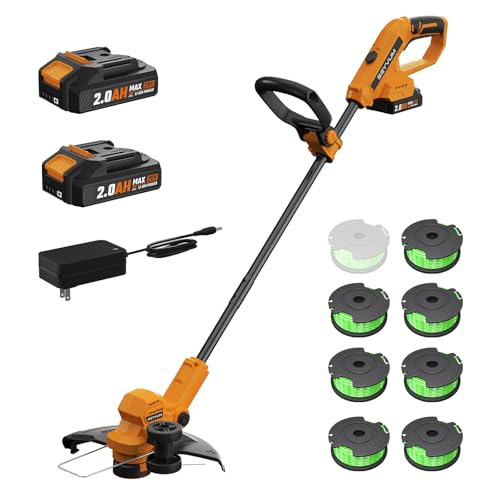 Akku-Rasentrimmer, Rasentrimmer mit 2 x 2,0 Ah batteriebetriebenen Gartentrimmer mit automatischem Vorschub, 20 V leichter Kantenschneider mit 8 Stück Grasschneider-Spulenschnur, 30,5 cm Schnittbreite Akku-Rasentrimmer, Rasentrimmer mit 2 x 2,0 Ah batteriebetriebenen Gartentrimmer mit automatischem Vorschub, 20 V leichter Kantenschneider mit 8 Stück Grasschneider-Spulenschnur, 30,5 cm Schnittbreite von SEYVUM
