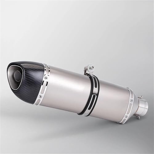 SEYXF Motorradauspuff 470mm Universal 51mm Motorrad Auspuffrohr Ändern Schwanz Schalldämpfer Für Kawasaki ZX6R ZX10 Z900 Z400 Für H-ONDA CB650R CB 650R CB650 R(Chrome) von SEYXF