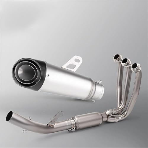 SEYXF Motorradauspuff 51mm Motorrad Auspuffrohr Schalldämpfer Mit Front Link Für CFMOTO 675SR 675R 675NK 675SRR(Chrome) von SEYXF