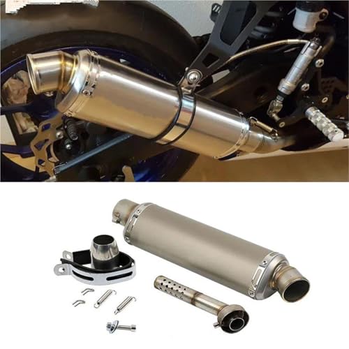SEYXF Motorradauspuff Motorrad Schalldämpfer Edelstahl Auspuff Rohr Für H-ONDA PCX125 CBR500R Für Yamaha NMAX155 FZ1N R6 R3(Chrome) von SEYXF
