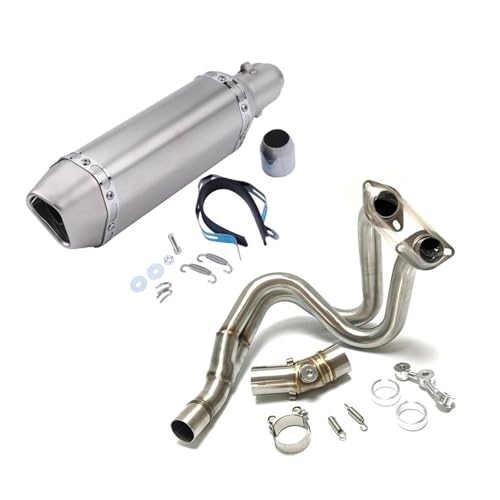 SEYXF Motorradauspuff Motorrad Schalldämpfer Edelstahl Auspuff Rohr Für Kawasaki Z650 Für Ninja650 2017 2018 2019 2020 2021(Silver) von SEYXF