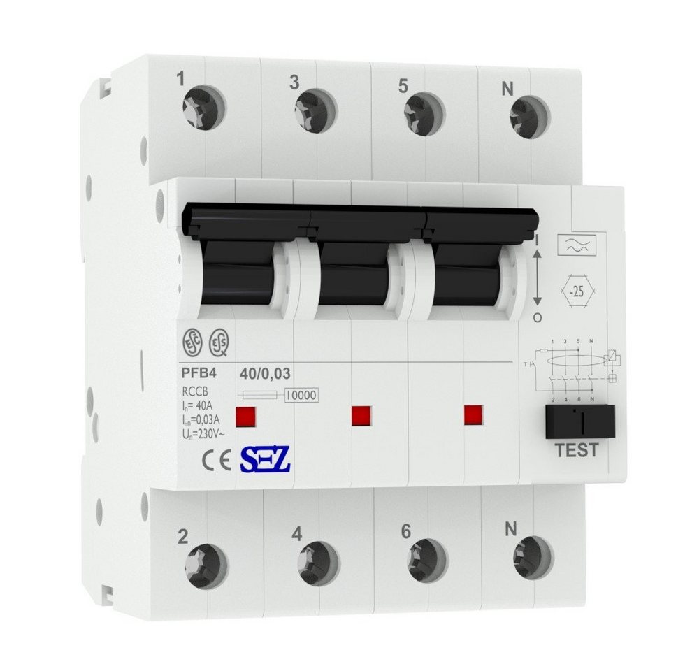 SEZ Schalter SEZ Fi-Schalter 40A 30mA 4p 10kA TypA 0090684 FI-Schutzschalter (1-St) von SEZ