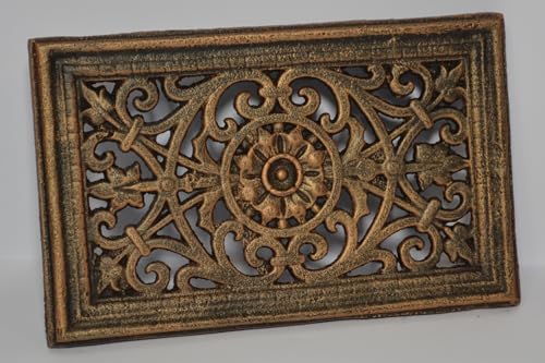 SEZAM Lüftungsgitter aus Gusseisen 23 x 2,5 x 14,5 cm, für Kachelöfen, Holzbacköfen & Kamine - Warmluftgitter - Luftgitter für Ofen, OZ110 (Kupferartig) von SEZAM