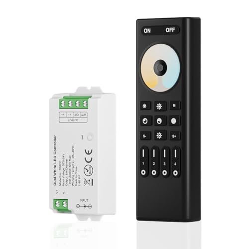 SEZO 2.4G RF CCT LED Controller Kit C02RF Controller und RC02RFB 4-Zonen Wireless Fernbedienung Gruppensteuerung Farbtemperatur Einstellbar für CCT Tunable Dual White 2700K-6500K LED-Streifen SEZO 2.4G RF CCT LED Controller Kit C02RF Controller und RC02RFB 4-Zonen Wireless Fernbedienung Gruppensteuerung Farbtemperatur Einstellbar für CCT Tunable Dual White 2700K-6500K LED-Streifen von SEZO