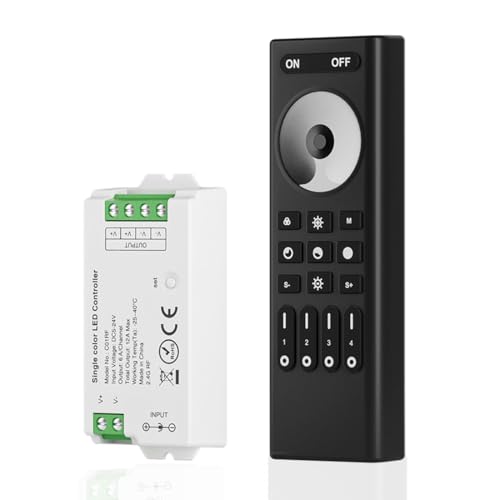 SEZO 2.4G RF Einfarbiger LED Controller Kit C01RF Controller und RC01RFB 4-Zonen Wireless Fernbedienung Gruppensteuerung Helligkeit Einstellbar für FCOB 3528 Einfarbiger LED-Streifen SEZO 2.4G RF Einfarbiger LED Controller Kit C01RF Controller und RC01RFB 4-Zonen Wireless Fernbedienung Gruppensteuerung Helligkeit Einstellbar für FCOB 3528 Einfarbiger LED-Streifen von SEZO