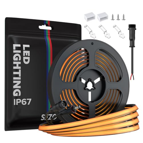 SEZO 24V 3000K Warmweiß FCOB COB LED Streifen 5M 320LEDs/m IP67 Wasserdicht COB LED Lichtleiste, Dimmbar LED Strip Hohe Dichte Licht light Breite 10mm für Home Party Dekoration PCB Schwarz SEZO 24V 3000K Warmweiß FCOB COB LED Streifen 5M 320LEDs/m IP67 Wasserdicht COB LED Lichtleiste, Dimmbar LED Strip Hohe Dichte Licht light Breite 10mm für Home Party Dekoration PCB Schwarz von SEZO