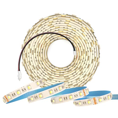 SEZO 5050SMD 4 IN 1 Lights RGBW LED Streifen RGBWW (RGB+Warmweiss) DC24V LED Strip 5M 60LEDs/m Dimmbar Beleuchtung IP30 Nicht Wasserdicht Weiß PCB für DIY Innendekorationen von SEZO