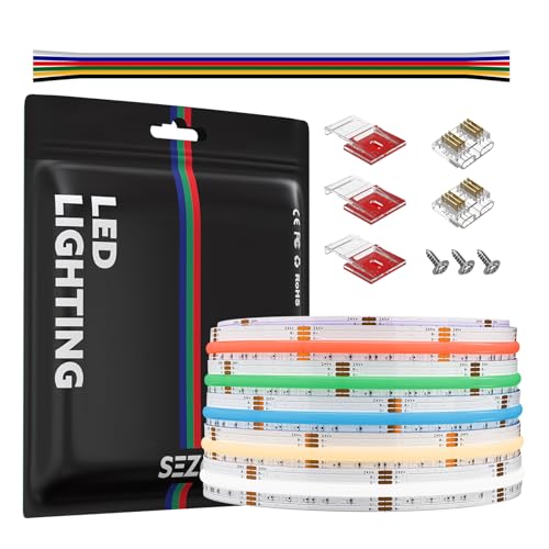 SEZO 5M COB LED Streifen RGB+Warmweiß & Kaltweiß DC24V 840LEDs/M 4200LEDs COB LED Strip Flexible Dimmbar LED Lichterkette Hohe Dichte IP30 Nicht Wasserdicht zur Innen Dekoration SEZO 5M COB LED Streifen RGB+Warmweiß & Kaltweiß DC24V 840LEDs/M 4200LEDs COB LED Strip Flexible Dimmbar LED Lichterkette Hohe Dichte IP30 Nicht Wasserdicht zur Innen Dekoration von SEZO