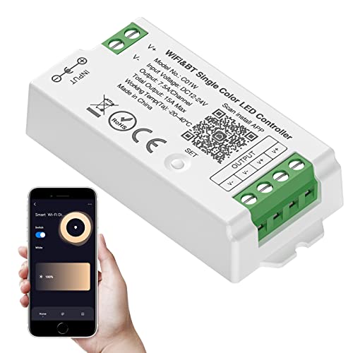 SEZO C01W Einfarbig WiFi Bluetooth LED Controller Gruppensteuerung Kompatibel mit Alexa Google Home/Tuya Smart Life APP Steuerung Arbeit With LM091 LM096 LM007 LM097 WR02RF Remote DC12-24V SEZO C01W Einfarbig WiFi Bluetooth LED Controller Gruppensteuerung Kompatibel mit Alexa Google Home/Tuya Smart Life APP Steuerung Arbeit With LM091 LM096 LM007 LM097 WR02RF Remote DC12-24V von SEZO