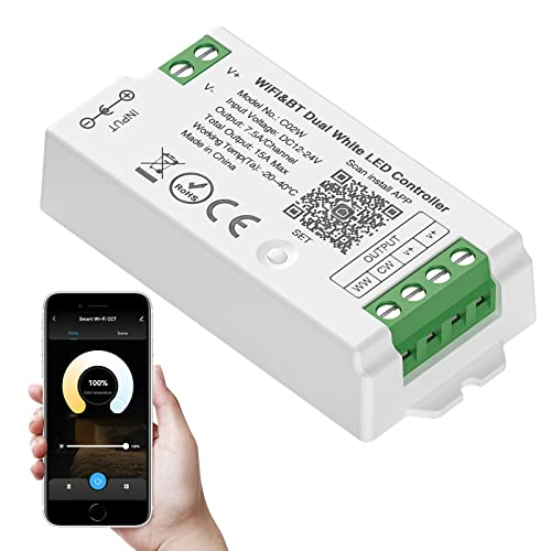 SEZO C02W CCT WiFi Bluetooth LED Controller Gruppensteuerung Kompatibel mit Alexa Google Home/Tuya Smart Life APP Steuerung Arbeit With LM091 LM096 LM007 WR02RF Remote DC12-24V SEZO C02W CCT WiFi Bluetooth LED Controller Gruppensteuerung Kompatibel mit Alexa Google Home/Tuya Smart Life APP Steuerung Arbeit With LM091 LM096 LM007 WR02RF Remote DC12-24V von SEZO