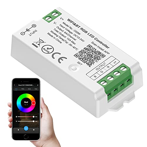 SEZO C03W RGB WiFi Bluetooth LED Controller Gruppensteuerung Kompatibel mit Alexa Google Home/Tuya Smart Life APP Steuerung Arbeit With LM091 LM096 WR01RF Remote DC12-24V SEZO C03W RGB WiFi Bluetooth LED Controller Gruppensteuerung Kompatibel mit Alexa Google Home/Tuya Smart Life APP Steuerung Arbeit With LM091 LM096 WR01RF Remote DC12-24V von SEZO