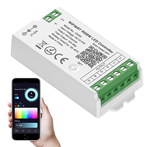 SEZO C04W RGBW WiFi Bluetooth LED Controller Gruppensteuerung Kompatibel mit Alexa Google Home/Tuya Smart Life APP Steuerung Arbeit With LM091 LM096 WR01RF Remote DC12-24V von SEZO