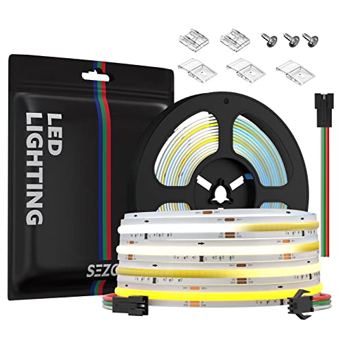 SEZO FCOB CCT IC Hohe Dichte LED Streifen Pixeladressierbare 2700-6000K COB CCT+WS2811 IC LED Strip 5M 576LEDs/M 10W/M DC24V IP30 Farbwechsel DIY Dekoration (SPI LED Controller Separat Erhältlich) von SEZO