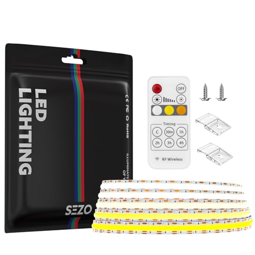 SEZO FCOB CCT LED Streifen Kit 5V USB 2M 640LEDs/M 3000K-6000K COB CCT LED Strip CRI>90 Selbstklebendes FOB Bandlicht Flexibel Hohe Dichte mit RF-Fernbedienung für DIY Decor Beleuchtung IP30 SEZO FCOB CCT LED Streifen Kit 5V USB 2M 640LEDs/M 3000K-6000K COB CCT LED Strip CRI>90 Selbstklebendes FOB Bandlicht Flexibel Hohe Dichte mit RF-Fernbedienung für DIY Decor Beleuchtung IP30 von SEZO