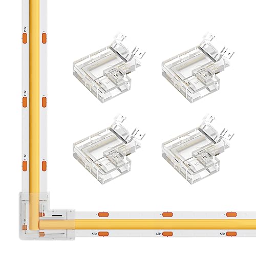 SEZO FCOB Gapless L-Shaped Verbinder Kit 4PCS L-Form Eckverbinder Transparente Unverdrahtete Connector Geeignet für 2PIN 10mm COB LED Streifen Lötfreie und Terminal Extension Steckverbinder SEZO FCOB Gapless L-Shaped Verbinder Kit 4PCS L-Form Eckverbinder Transparente Unverdrahtete Connector Geeignet für 2PIN 10mm COB LED Streifen Lötfreie und Terminal Extension Steckverbinder von SEZO