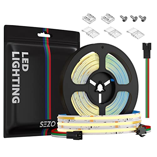 SEZO FCOB IC Hohe Dichte LED Streifen Pixeladressierbare COB+WS2811 IC Warmweiss 3000K LED Strip 5M 360LEDs/M 12W/M DC24V IP30 Farbwechsel DIY Dekoration (SPI LED Controller Separat Erhältlich) von SEZO