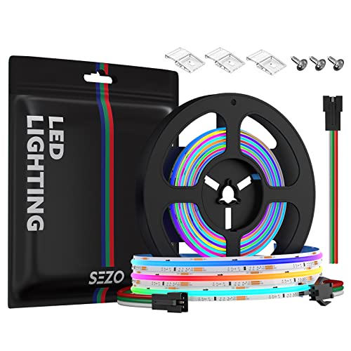 SEZO FCOB COB RGB IC LED Streifen COB RGB+WS2811 IC LED Strip 3M 720LEDs/M Hohe Dichte Pixeladressierbare DC24V 21W/M IP30 Farbwechsel DIY Dekoration (SPI LED Controller Separat Erhältlich) von SEZO