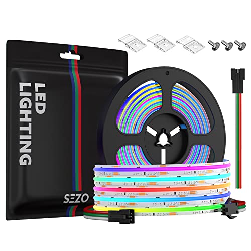 SEZO FCOB RGB IC Hohe Dichte LED Streifen Pixeladressierbare COB RGB+WS2811 IC LED Strip 5M 720LEDs/M 21W/M DC24V IP30 Farbwechsel DIY Dekoration (SPI LED Controller Separat Erhältlich) von SEZO