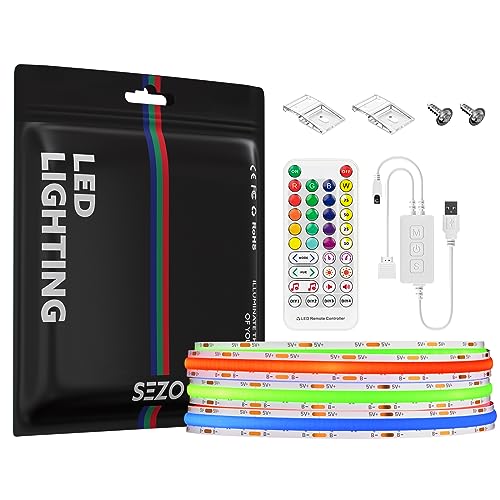 SEZO FCOB RGB LED Streifen Kit 5V USB 1M 576LEDs COB RGB LED Strip CRI>90 Selbstklebendes FOB Bandlicht Flexibel Hohe Dichte mit SP613E Controller für DIY Decor Beleuchtung IP30 SEZO FCOB RGB LED Streifen Kit 5V USB 1M 576LEDs COB RGB LED Strip CRI>90 Selbstklebendes FOB Bandlicht Flexibel Hohe Dichte mit SP613E Controller für DIY Decor Beleuchtung IP30 von SEZO