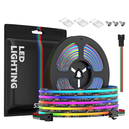 SEZO FCOB RGB WS2811 IC Adressierbarer LED-Streifen COB RGB IC Chasing Hohe Dichte 5M DC24V 630LEDs/M IP30 LED-Band Schwarz PCB für Indoor DIY Dekoration (Nicht inhalt SPI Controller) von SEZO