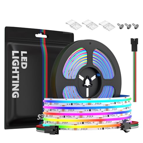 SEZO FCOB RGB WS2811 IC Adressierbarer LED-Streifen COB RGB IC Chasing Hohe Dichte 5M DC24V 630LEDs/M IP30 LED-Band Weiß PCB für Indoor DIY Dekoration (Nicht inhalt SPI Controller) von SEZO