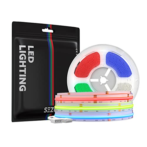 SEZO FCOB COB RGBW LED Streifen RGBWW COB RGB+Warmweiß(3000K) Flexible Hohe Dichte LED Strip 3M 896LED/M 16W/M DC24V 12mm Breite Multicolor IP30 für Schlafzimmer Küche Party DIY Heimdekoration von SEZO