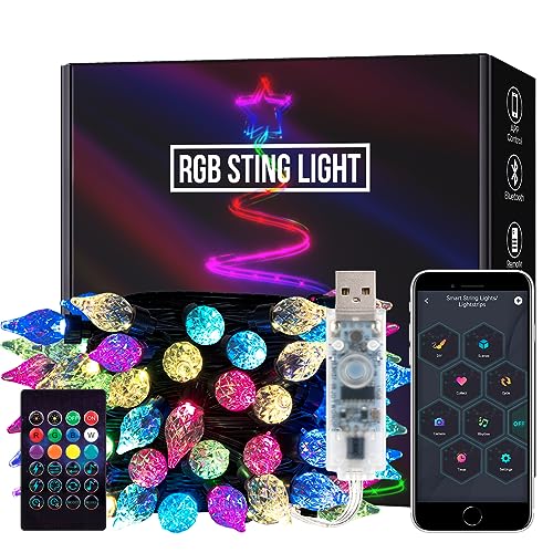 SEZO Farbwechsel Erdbeere Lichterkette WS2812B IC 5M 25LEDs Wasserdicht RGB IC Musik Sync USB LED Lichterkette mit IR-Fernbedienung für Weihnachten Festival Party Dekoration von SEZO