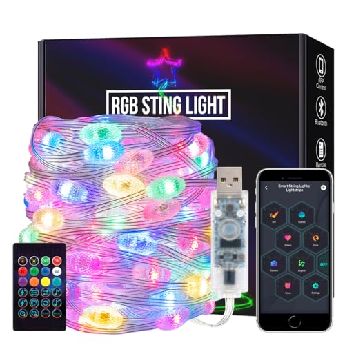 SEZO Halloween Weihnacht Lights Farbwechselnde Lichterkette WS2812B IC 10M 66LEDs Wasserdicht RGB IC Music Sync USB LED Twinkle Globe Lights mit IR-Fernbedienung für Weihnachten Festival Party Deko SEZO Halloween Weihnacht Lights Farbwechselnde Lichterkette WS2812B IC 10M 66LEDs Wasserdicht RGB IC Music Sync USB LED Twinkle Globe Lights mit IR-Fernbedienung für Weihnachten Festival Party Deko von SEZO
