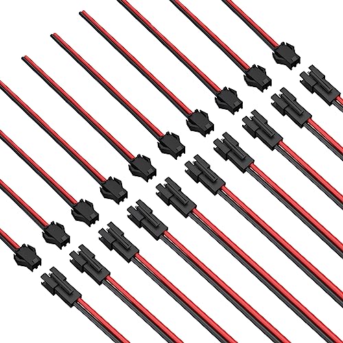 SEZO JST SM 2 Pin Stecker Verbindungsstecker 20 Paare Weiblich und Männlich JST Steckverbinder für 5050 3528 5630 FCOB 3014 Single Color LED Streifen mit 15cm Kabel von SEZO
