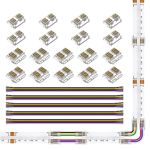 SEZO LED Streifen Verbinder Kit FCOB RGBCCT 6 polig 12mm LED Eckverbinder 18PCS Transparenter Lückenloser Lötfreier Board to Board/Board to Wire Connectors + 5PCS 15cm langer 24AWG Verlängerungsdraht SEZO LED Streifen Verbinder Kit FCOB RGBCCT 6 polig 12mm LED Eckverbinder 18PCS Transparenter Lückenloser Lötfreier Board to Board/Board to Wire Connectors + 5PCS 15cm langer 24AWG Verlängerungsdraht von SEZO