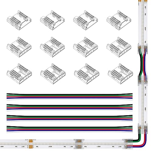 SEZO LED Streifen Verbinder Kit FCOB RGBW 5PIN 12mm LED Eckverbinder 12PCS Transparenter Lückenloser Lötfreier Board to Board/Board to Wire Connectors + 4PCS 15cm langer 24AWG Verlängerungsdraht SEZO LED Streifen Verbinder Kit FCOB RGBW 5PIN 12mm LED Eckverbinder 12PCS Transparenter Lückenloser Lötfreier Board to Board/Board to Wire Connectors + 4PCS 15cm langer 24AWG Verlängerungsdraht von SEZO