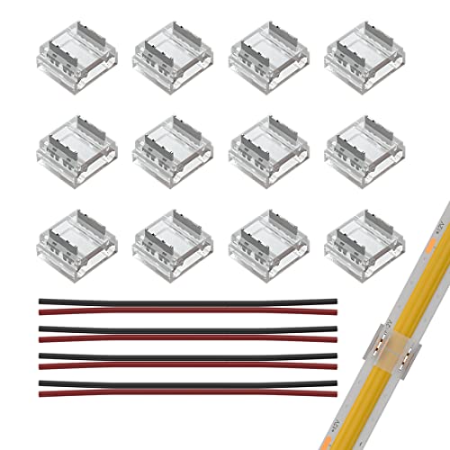 SEZO LED Streifen Verbinder Kit LED Eckverbinder 12PCS FCOB 2PIN 10mm Transparenter Ungeverdrahteter Lückenloser Lötfreier Board to Wire Connectors + 4PCS 15cm langer 20AWG Verlängerungsdraht SEZO LED Streifen Verbinder Kit LED Eckverbinder 12PCS FCOB 2PIN 10mm Transparenter Ungeverdrahteter Lückenloser Lötfreier Board to Wire Connectors + 4PCS 15cm langer 20AWG Verlängerungsdraht von SEZO