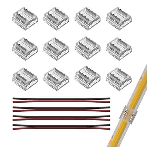 SEZO LED Streifen Verbinder Kit LED Eckverbinder 12PCS FCOB 2PIN 8mm Transparenter Ungeverdrahteter Lückenloser Lötfreier Board to Wire Connectors + 4PCS 15cm langer 20AWG Verlängerungsdraht SEZO LED Streifen Verbinder Kit LED Eckverbinder 12PCS FCOB 2PIN 8mm Transparenter Ungeverdrahteter Lückenloser Lötfreier Board to Wire Connectors + 4PCS 15cm langer 20AWG Verlängerungsdraht von SEZO