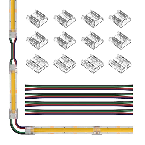 SEZO LED Streifen Verbinder Kit LED Eckverbinder 12PCS FCOB 4PIN 10mm Transparenter Lückenloser Lötfreier Board to Board/Board to Wire Connectors + 4PCS 15cm langer 22AWG Verlängerungsdraht SEZO LED Streifen Verbinder Kit LED Eckverbinder 12PCS FCOB 4PIN 10mm Transparenter Lückenloser Lötfreier Board to Board/Board to Wire Connectors + 4PCS 15cm langer 22AWG Verlängerungsdraht von SEZO