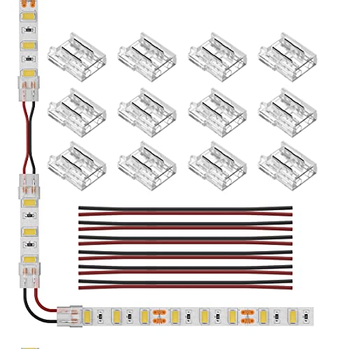 SEZO LED Streifen Verbinder Kit LED Eckverbinder 12PCS SMD 2PIN 10mm Transparenter Ungeverdrahteter Lückenloser Lötfreier Board to Wire Connectors + 6PCS 15cm langer 20AWG Verlängerungsdraht SEZO LED Streifen Verbinder Kit LED Eckverbinder 12PCS SMD 2PIN 10mm Transparenter Ungeverdrahteter Lückenloser Lötfreier Board to Wire Connectors + 6PCS 15cm langer 20AWG Verlängerungsdraht von SEZO
