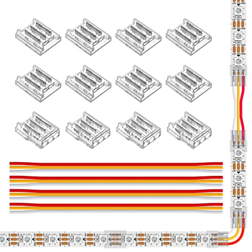 SEZO LED Streifen Verbinder Kit LED Eckverbinder 12PCS SMD 3PIN 10mm Transparenter Lückenloser Lötfreier Board to Board/Board to Wire Connectors + 4PCS 15cm langer 22AWG Verlängerungsdraht SEZO LED Streifen Verbinder Kit LED Eckverbinder 12PCS SMD 3PIN 10mm Transparenter Lückenloser Lötfreier Board to Board/Board to Wire Connectors + 4PCS 15cm langer 22AWG Verlängerungsdraht von SEZO