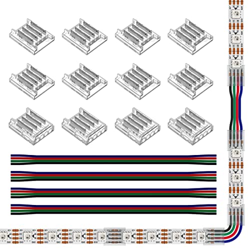 SEZO LED Streifen Verbinder Kit LED Eckverbinder 12PCS SMD 4PIN 10mm Transparenter Lückenloser Lötfreier Board to Board/Board to Wire Connectors + 4PCS 15cm langer 22AWG Verlängerungsdraht SEZO LED Streifen Verbinder Kit LED Eckverbinder 12PCS SMD 4PIN 10mm Transparenter Lückenloser Lötfreier Board to Board/Board to Wire Connectors + 4PCS 15cm langer 22AWG Verlängerungsdraht von SEZO