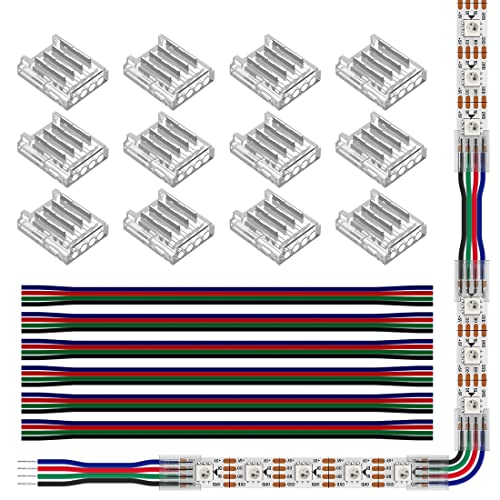 SEZO LED Streifen Verbinder Kit LED Eckverbinder 12PCS SMD 4PIN 10mm Transparenter Ungeverdrahteter Lückenloser Lötfreier Board to Wire Connectors + 6PCS 15cm langer 22AWG Verlängerungsdraht SEZO LED Streifen Verbinder Kit LED Eckverbinder 12PCS SMD 4PIN 10mm Transparenter Ungeverdrahteter Lückenloser Lötfreier Board to Wire Connectors + 6PCS 15cm langer 22AWG Verlängerungsdraht von SEZO