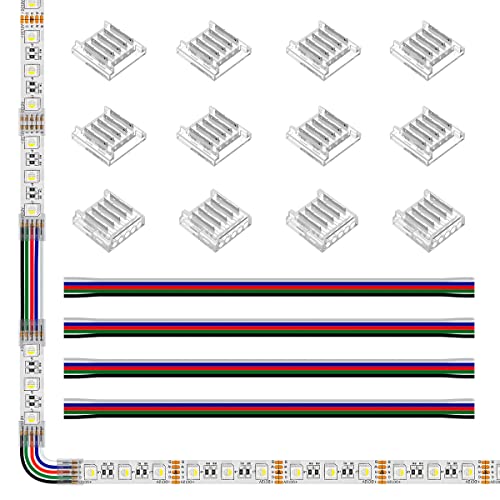 SEZO LED Streifen Verbinder Kit LED Eckverbinder 12PCS SMD 5PIN 12mm Transparenter Lückenloser Lötfreier Board to Board/Board to Wire Connectors + 4PCS 15cm langer 22AWG Verlängerungsdraht SEZO LED Streifen Verbinder Kit LED Eckverbinder 12PCS SMD 5PIN 12mm Transparenter Lückenloser Lötfreier Board to Board/Board to Wire Connectors + 4PCS 15cm langer 22AWG Verlängerungsdraht von SEZO