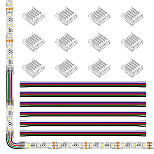 SEZO LED Streifen Verbinder Kit LED Eckverbinder 12PCS SMD 5PIN 12mm Transparenter Ungeverdrahteter Lückenloser Lötfreier Board to Wire Connectors + 6PCS 15cm langer 22AWG Verlängerungsdraht SEZO LED Streifen Verbinder Kit LED Eckverbinder 12PCS SMD 5PIN 12mm Transparenter Ungeverdrahteter Lückenloser Lötfreier Board to Wire Connectors + 6PCS 15cm langer 22AWG Verlängerungsdraht von SEZO