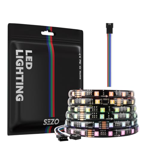 SEZO Flexible RGBCCT LED Streifen WS2805 IC LED Strip IP65 Wasserdicht Hohe Dichte Lichtband Dimmbar 2700K-6000K 5M 300LEDs 60LEDs/M DC24V Lichtstreifen FPCB Schwarz für Innen Küche Party DIY von SEZO