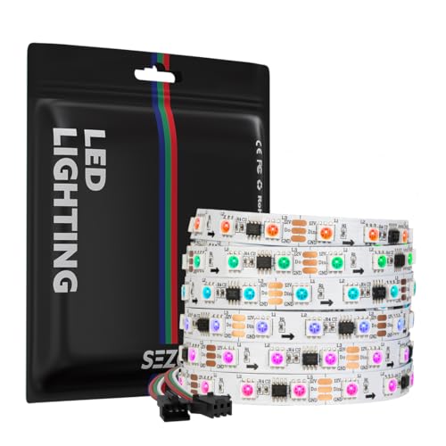 SEZO WS2811 RGB IC LED Streifen 5M 60LEDs/M DC12V 100 Pixels Adressierbar Licht Strip Breite 10mm Dimmbar Traumfarbe Lichtleiste IP30 Nicht-Wasserdicht FCB Weiß für Inneneinrichtung DIY Projekte SEZO WS2811 RGB IC LED Streifen 5M 60LEDs/M DC12V 100 Pixels Adressierbar Licht Strip Breite 10mm Dimmbar Traumfarbe Lichtleiste IP30 Nicht-Wasserdicht FCB Weiß für Inneneinrichtung DIY Projekte von SEZO