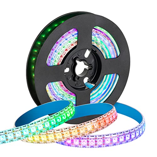 SEZO WS2812B ECO LED Streifen 1M 144LEDs DC5V Einzeln Adressierbaren Individuell SMD5050 144 Pixel Traumfarbe Programmierbar LED Lichtband Strip Flexible IP65 Wasserdicht Weiß PCB(WS2812E) von SEZO