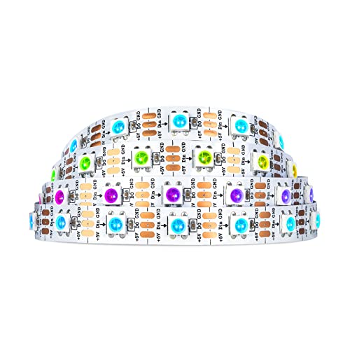 SEZO WS2812B ECO 1M 60LEDs DC5V Einzeln Adressierbaren LED Streifen Individuell SMD5050 RGB 60 Pixel Traumfarbe Programmierbar Neopixel LED Lichtband Strip Flexible IP30 Nicht Wasserdicht Weiß PCB von SEZO