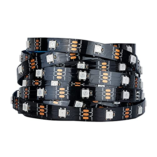 SEZO WS2812B ECO 5M 150LEDs DC5V Einzeln Adressierbaren LED Streifen Individuell SMD5050 150 Pixel Traumfarbe Programmierbar LED Lichtband Strip Flexible IP30 Nicht Wasserdicht Schwarz PCB(WS2812E) von SEZO