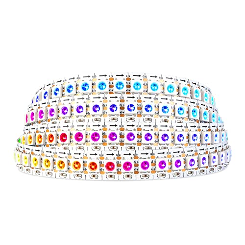 SEZO WS2812B ECO LED Streifen 1M 144 LEDs DC5V Individuell Adressierbar SMD5050 Traumfarbe Lichtleiste Legierte Drähte IP30 Nicht-Wasserdicht Weiß PCB für Inneneinrichtung DIY Projekte(WS2812E) von SEZO