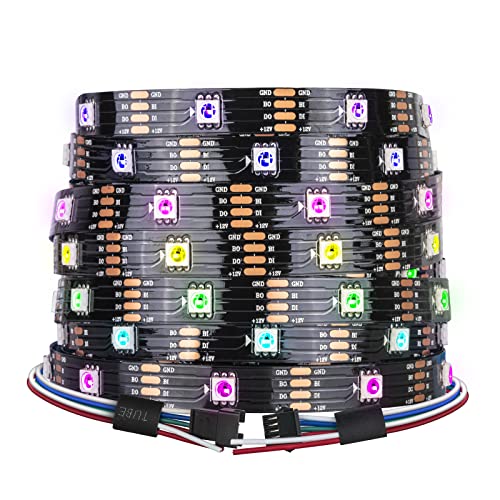 SEZO LED Streifen 5M WS2815 (Aufgerüstetes WS2812B) 30LEDs/m Dream Color Individuell Adressierbar RGB LED Strip 5050SMD Dual Signal WS2813 LED Lichtband IP30 Nicht-Wasserdicht DC12V Schwarz PCB von SEZO